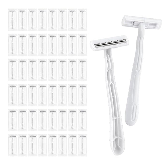 Disposable Razors, White Bulk Razors With Knife Caps, Individually Packaged, Razors In Bulk Suitable For Hotels, Shelters, Homeless People, Nursing Homes, Charities, Churches (100-PACK)