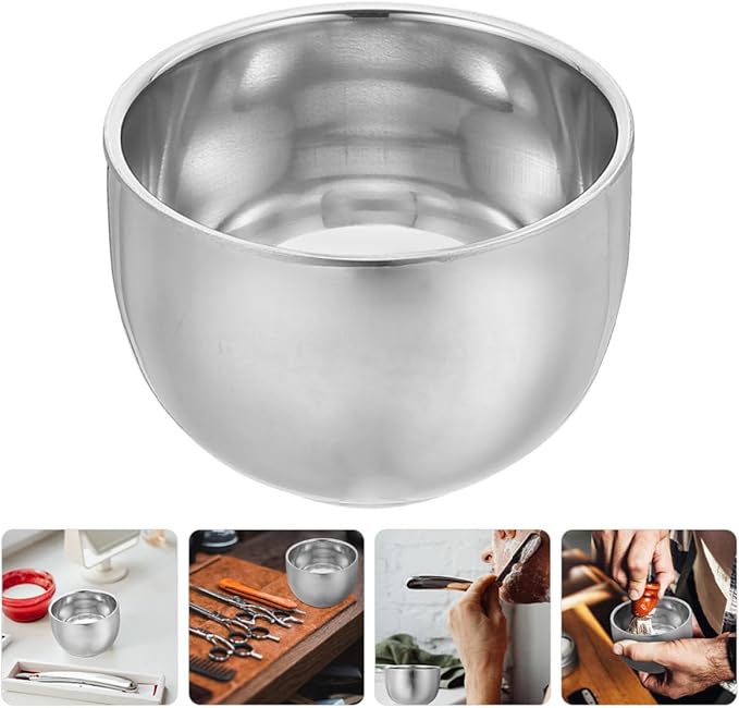 TEHAUX 2pcs 200ml Stainless Steel Metal Shaving Soap Bowl Double Layer Shaving Lather Container for Men Wet Shave Bathroom Accessories