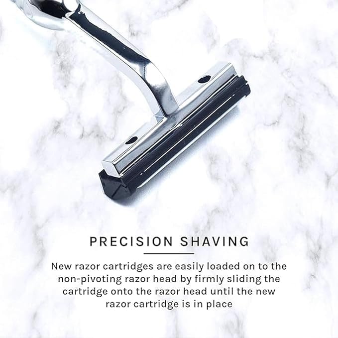 Taconic Shave, Heavyweight All Metal Non-Pivoting Twin Blade Cartridge Razor Compatible with GIllette Trac II, Personna, and Taconic Refills - 10 Cartridges Included