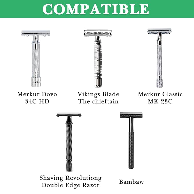 Linkidea Stainless Steel Razor Stand and Brush Holder with Non-Slip Base, Creative Bamboo Style Safety Shaver Organizer Compatible with Vikings Blade Chieftain, Odin (Grey)