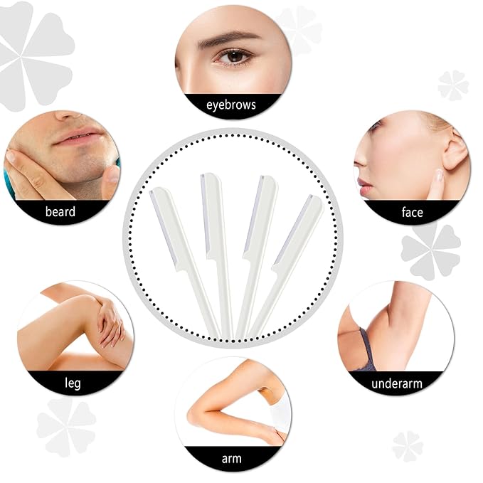 10 Pieces Eyebrow Razor for Women Facial Shaver Razor Brow Shaper Eyebrow Trimmer Dermaplaner Shaping Tool with Cover (White)