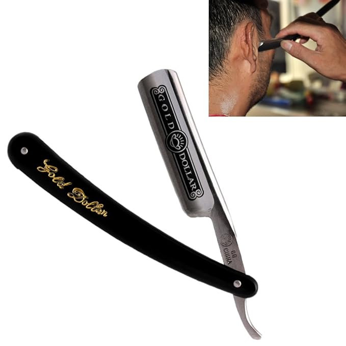 Pro Gold Dollar Shave Knife 66 Straight Edge Barber Razor Folding Hair Shaving