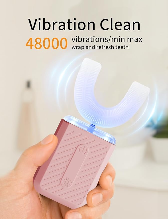 U-Shaped Electric Toothbrush for Adults, U-Shaped Electric Toothbrush with 360° Automatic Cleaning