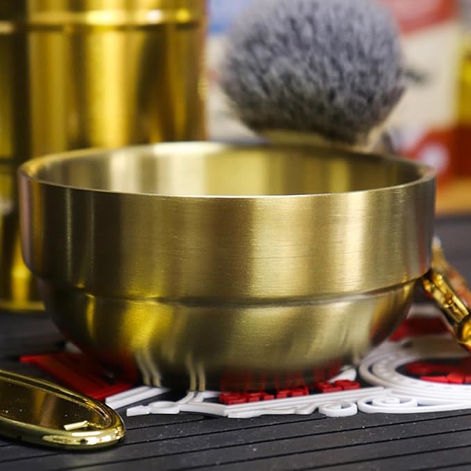 Homoyoyo Stainless Steel Shaving Soap Bowl with Lid Beard Shaving Cup Foaming Mug for Men Face Cleaning Grooming Tool in Gold