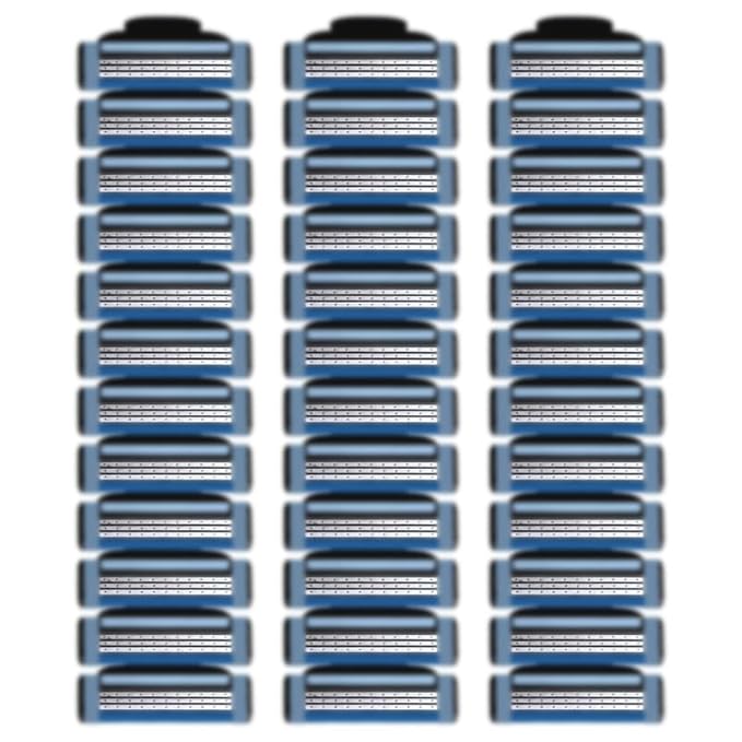 36 Blades Replacement Parts for GL-Mach 3 Style Razors (Blue), Wet Razors Men's Blades Value Packs