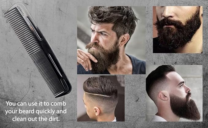 (6 Pack) 5" Pocket Black Plastic Handle Beard & Mustache Hair Comb Designed for All Hair Types (B)
