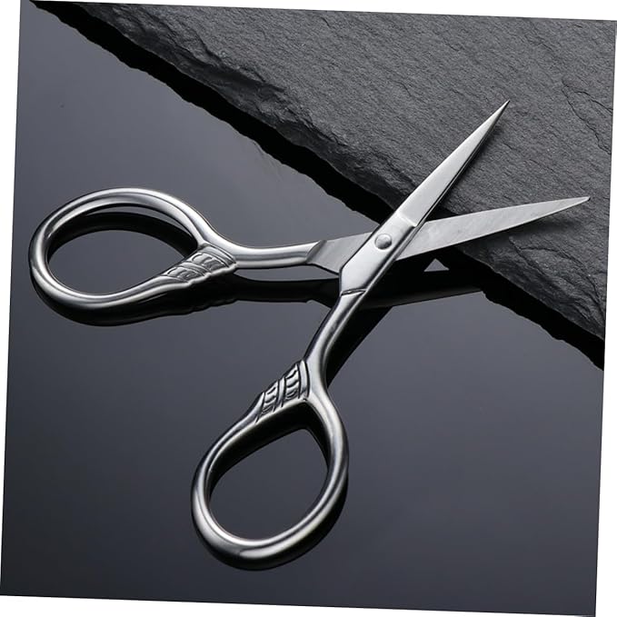 Ipetboom 2Pcs Stainless Steel Mustache Scissors for Men Beard Trimming Grooming Kit Rust Facial Hair Shears Barber Salon Precision Styling Silver