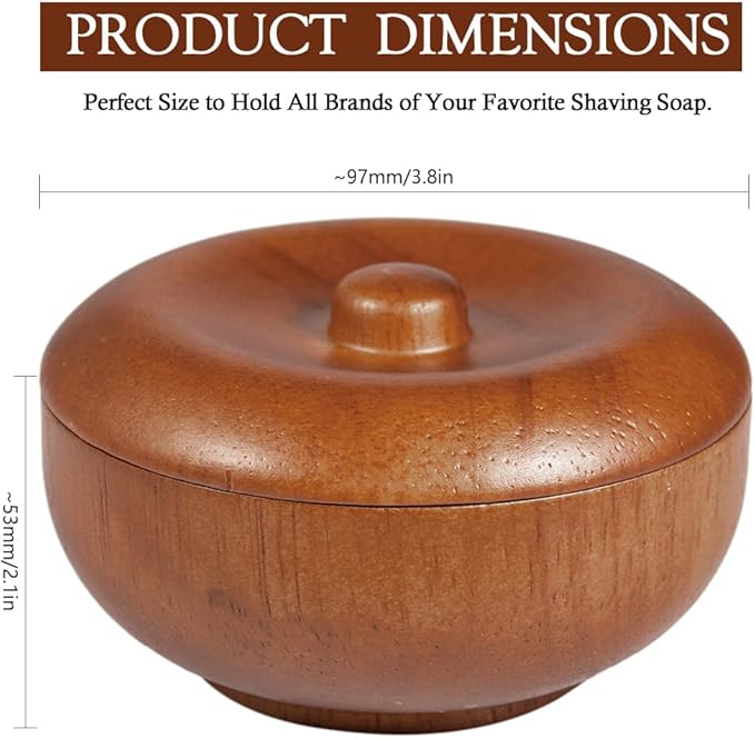 Wooden Shaving Bowl with Lid, Shaving Soap & Cream Bowl for Men Classic Style Easy to Lather Fits Wet Shaving (5#)