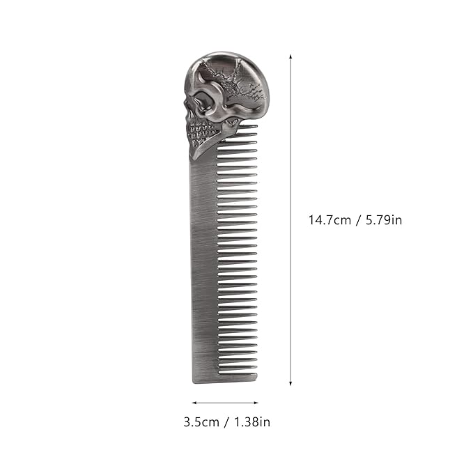 Metal Beard Comb for Men, 5.79 inch Pocket Comb, Zinc Alloy Mens Hair Combs, Protable Mustache Combs for Men, Retro Texture Brush Mens for Hair Beard Salon, Oil Hair Styling