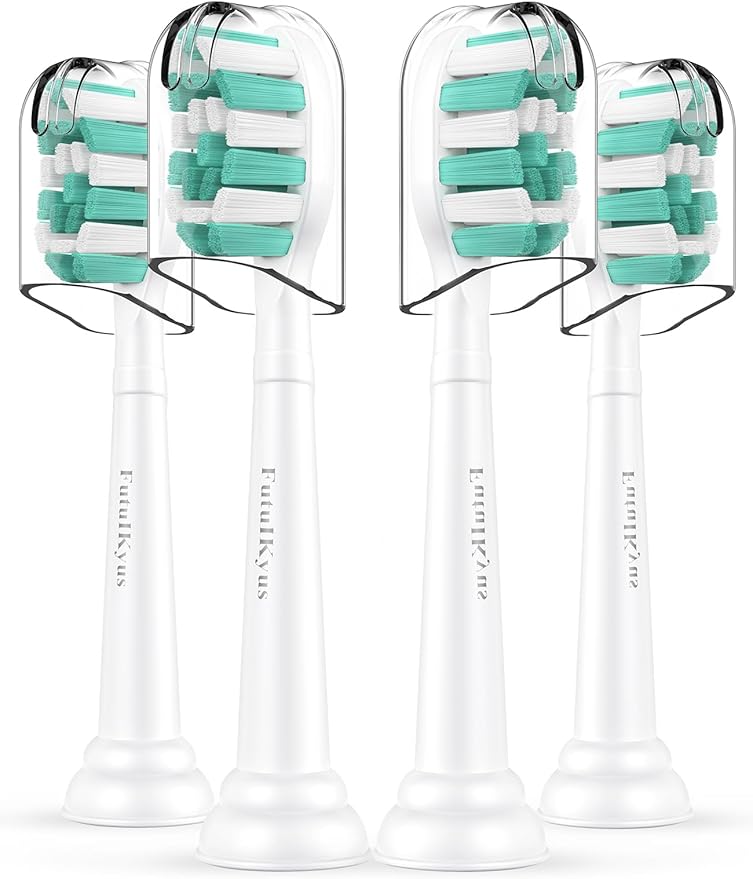 FutulkyUS Toothbrush Replacement Brush Heads for Philips Sonicare, Electric Sonic Tooth Refill Click-on Head 4100 Plaque Control, 4 Pack, White