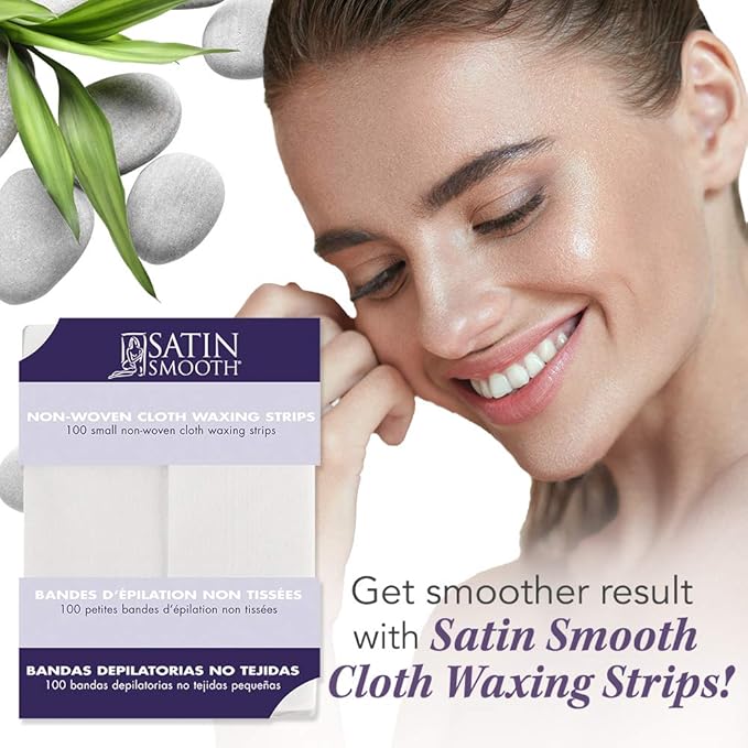 Satin Smooth Non Woven Wax Strips, Body and Face Wax Strips for Hair Removal, Cloth Waxing Strip for Women, Small, 100 ct, 2 Pack