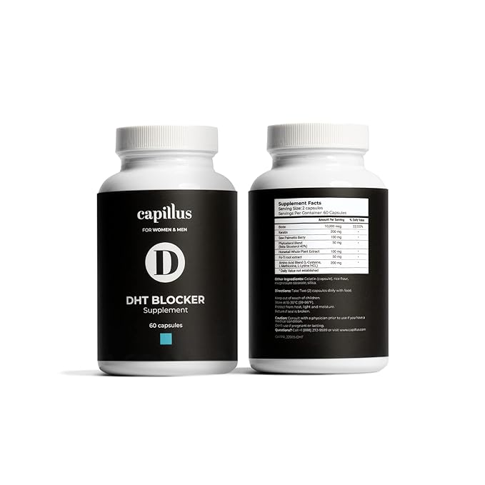 Capillus DHT Blocker For Women Hair Growth DHT Blocker For Men Hair Vitamins For Hair Loss Strengthen & Stimulate For Stronger, Thicker, Fuller, Healthier Hair With Biotin & Keratin 60 Capsules