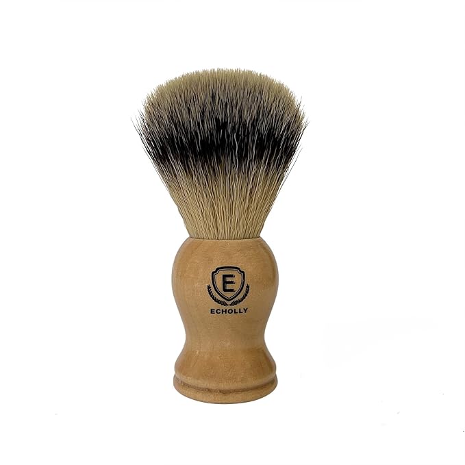 Premium Shaving Brushes For Men by Echolly-Super Strong NO Shed Bristle Wood Handle Shave Brushes-Wood Handle Legacy Shave Brush-Rich and Fast Lather Shaving Cream Brush (Classic Beech)