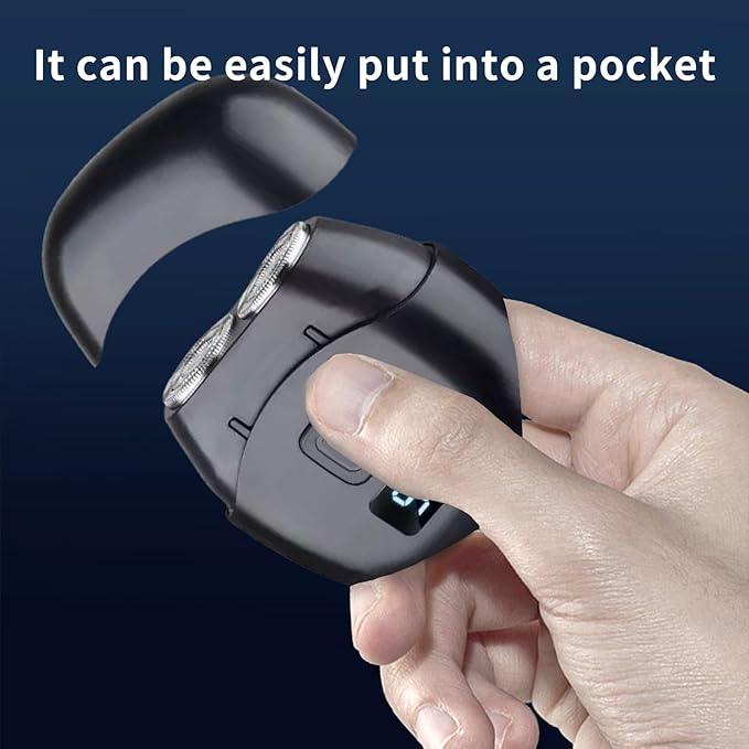 Mini Electric Razor for Men, Portable Shaver with LED Display, Double Foil Floating Head, Type-C Charging, Detachable Washable Blade, Cordless Pocket Razor