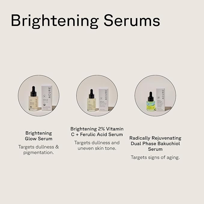 Acure Brightening Glow Serum - Anti Aging Face Serum, Bright Glow for Women & Men, Facial Skincare with Argan Oil and Cranberry Seed Oil, Vegan & Cruelty Free - 1 fl oz