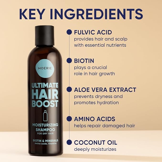Moerie Ultimate Hair Growth Shampoo – For Longer, Thicker, Fuller Hair - Vegan Friendly Volumizing Hair Products – Paraben & Silicone Free – All Hair Types