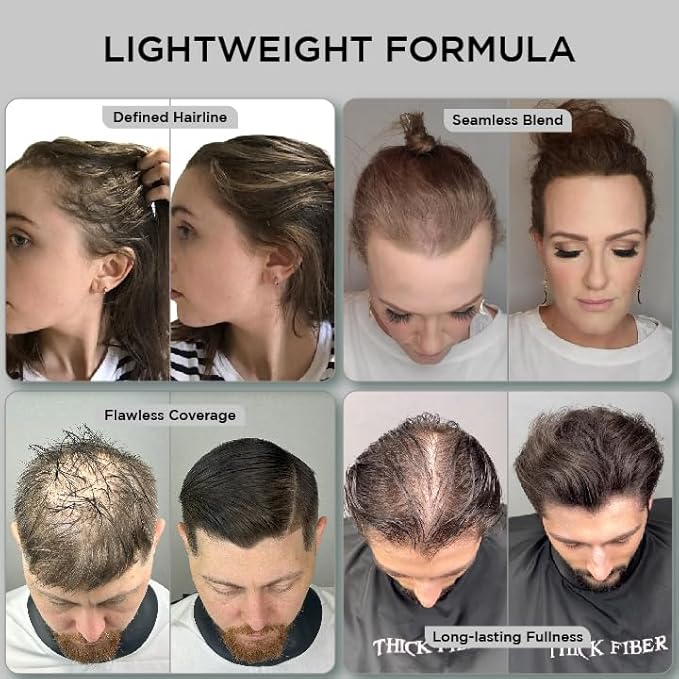 THICK FIBER Hair Fibers for Thinning Hair & Bald spots (DARK BROWN, Pack of 2) - 25g Bottle - Conceals Hair Loss in Seconds - Hair Powder For Women & Men