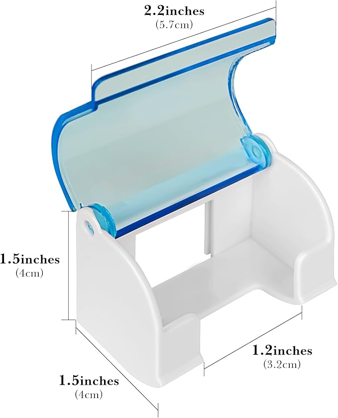 LUEXBOX 2 Pack Razor Holder with Cover for Shower Wall, Self Adhesive Razor Stand Shaver Organizer, Plastic Razor Hanger Hooks Compatible with Fusion 5 Proglide, Mach 3 Classic (Clear Blue)
