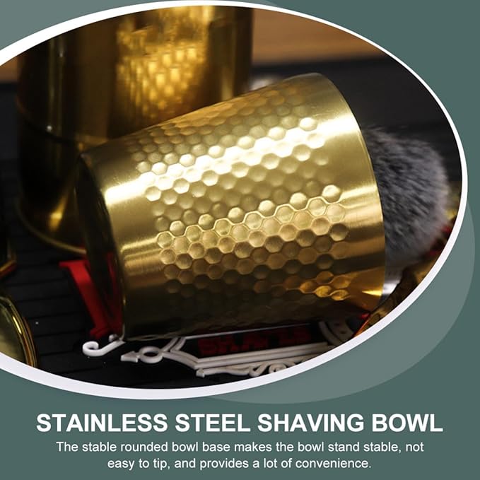Beaupretty Stainless Steel Shaving Soap Bowl for Men, 304 Sturdy Razor Bowl with Foam Lather Mixing, Gold Shaving Cup Suitable for Daily Beard Grooming and Barber Use