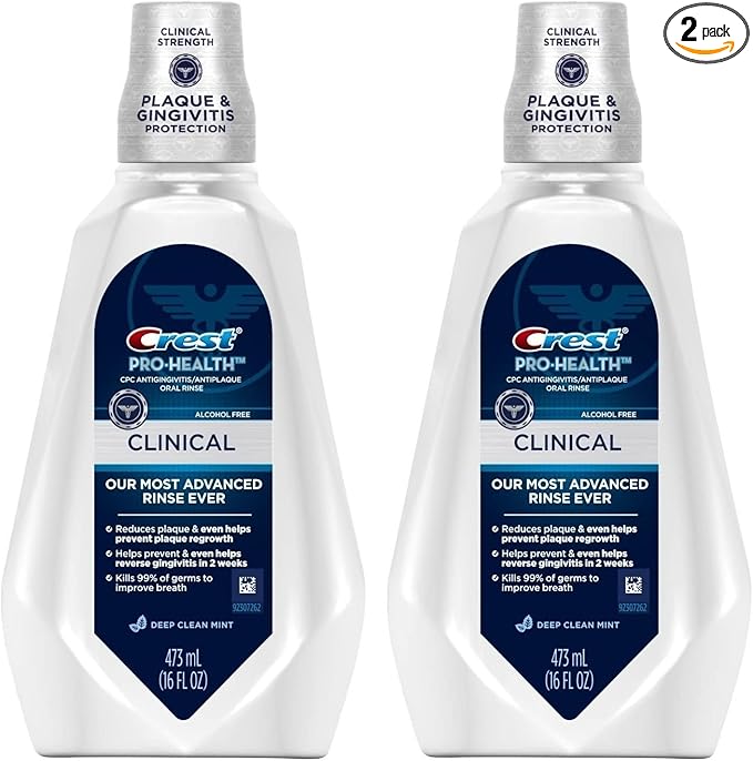 Crest Pro-Health Clinical CPC Antigingivitis/Antiplaque Oral Rinse Deep Clean Mint, Clean Mint 473 ml (Pack of 2)
