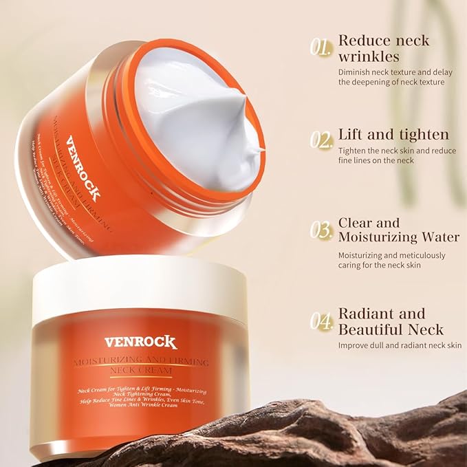 VENROCK Anti-Aging Neck Cream with Niacinamide & Hyaluronic Acid – Firming, Brightening Formula for Women and Men to Smooth Crepey Skin and Improve Neck Texture, 1.76 Oz