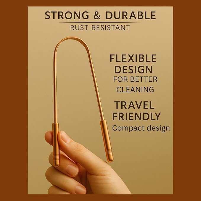 ALADEAN Copper Tongue Cleaner with Case, Pack of 3, Tongue Scraper for Adults, Oral Care & Hygiene (3pc Pack)