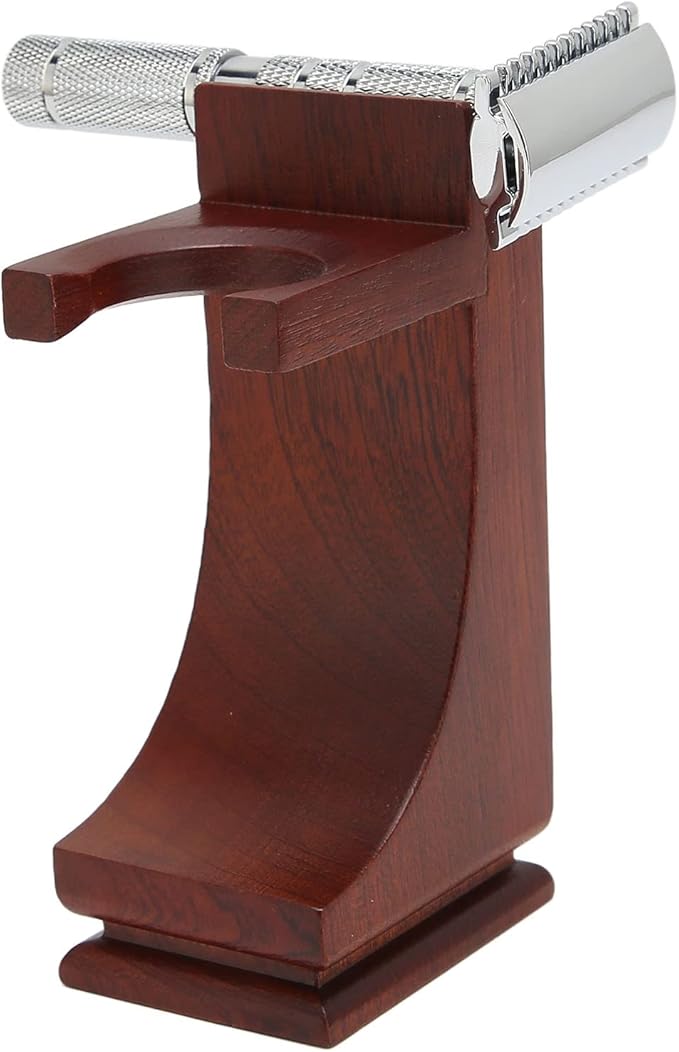 Fydun and Brush Stand, Solid Wood Beard Holder Knife High Stand, Wooden S Drip & Stands Quality Shaving Non Slip Storage Rack Male Barber Tools Shave with Weighted Bottom for