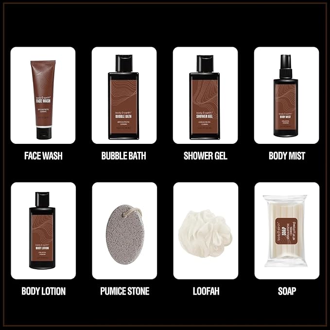 Body & Earth Gift Baskets for Men 8pcs Mens Grooming Sets with Sandalwood Scent Gift Sets for Christmas Gifts for Men