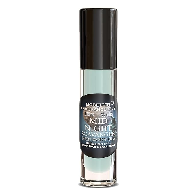 MOBETTER FRAGRANCE OILS Dire Wolf Midnight Scavanger Men Body Oil 0.33 Oz Roll On, Glass Bottle, Long Lasting, Travel Size