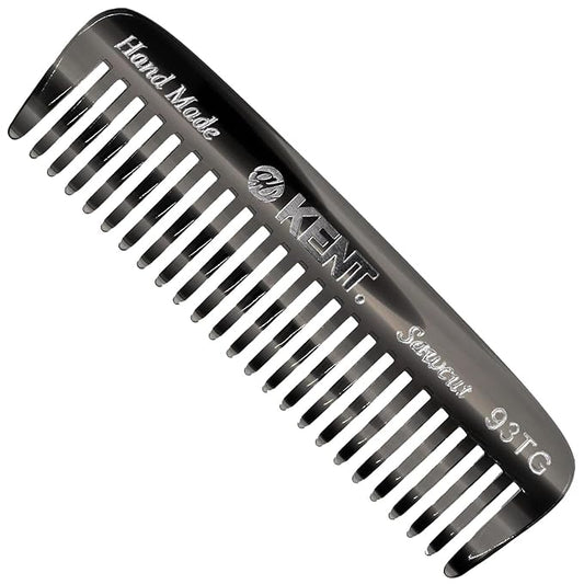 Kent 93T Black Graphite Beard Comb for Men - Wide Tooth Men's Comb, Ideal For Mustaches and Beards and Facial Hair, Small Pocket Sized Travel Detangler Combs, Saw-Cut, Hand Polished, Made in England