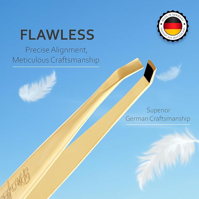 Solingen Germany Slant Tip Stainless Steel Eyebrow & Facial Hair Hand-Filed Made in Germany