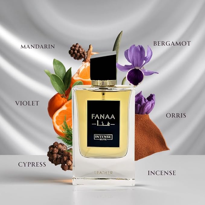 INTENSE ELITE Fanaa Leather Arabian Perfume For Men 100ML (3.4Oz) Eau De Parfum Men With Mandarin, Bergamot & Pepper Notes Long Lasting Perfume