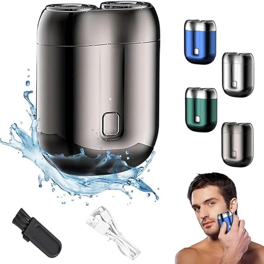 2026 New Upgrade Pocket Shaver USB Mini Shavers for Men, Rechargeable Electric Mini Portable Razor, Washable Double Head Razor, Waterproof Compact Electric Shaver for Home, Car, Travel (Grey)