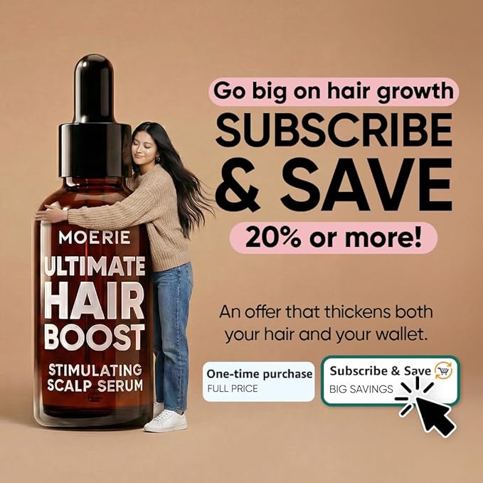 MOERIE Ultimate Hair Growth Serum for Natural Hair Regrowth & Thickening - Anti Thinning & Hair Loss Treatment for Women - Rapid Hair Growth Products - Scalp Oil Alternative - 1.69 fl oz / 50 ml