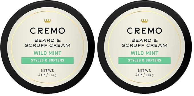 Cremo Beard & Scruff Cream,Wild Mint,4 Ounce - Soothe Beard Itch,Condition and Offer Light-Hold Styling for Stubble and Scruff (Product Packaging May Vary),(Pack of 2)