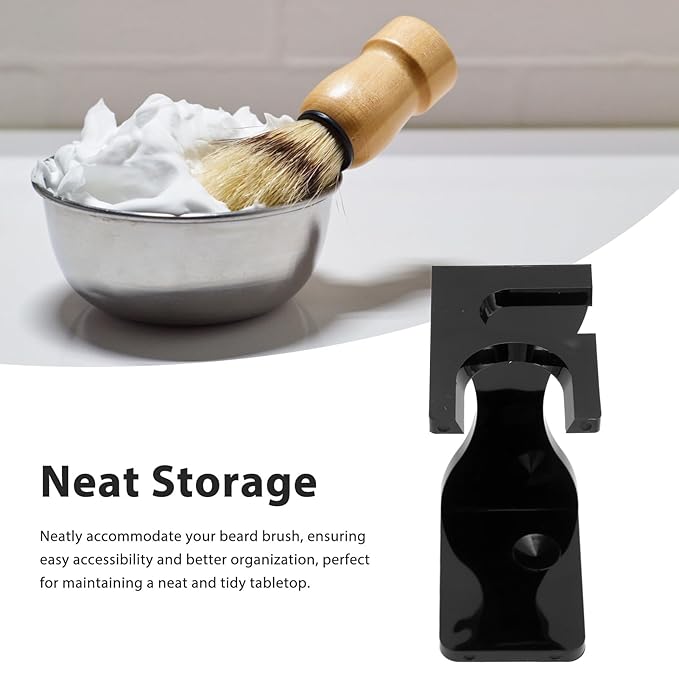 Acrylic Shaving Brush Stand Black Shaving Brush and Razors Holder Beard Grooming Brush Holder Stand for Razor and Shaving Brush Shave Accessory