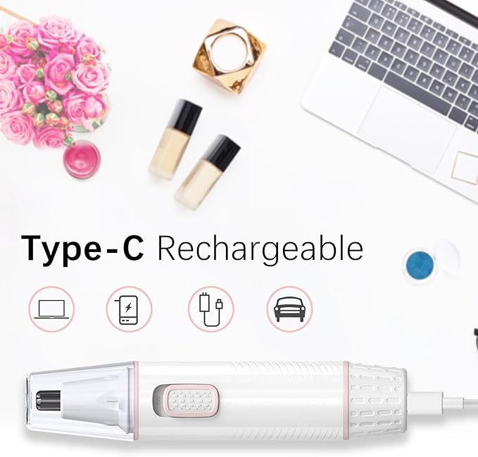 Antomoness Electric Eyebrow Trimmer for Women Hair Remover for Eyebrow Nose Face and Body Hair Removal with LED Light and Lithium-Powered Rechargeable Painless