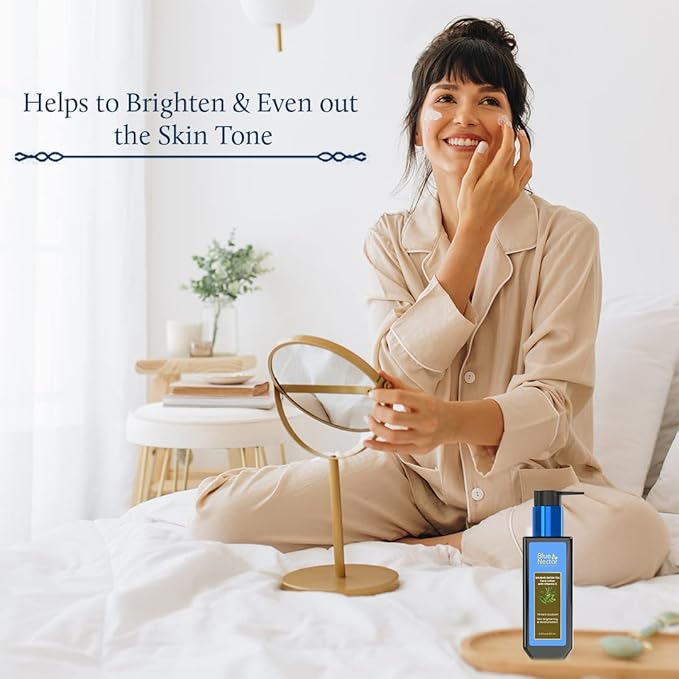 Blue Nectar Green Tea Face Moisturizer for Oily Skin with Vitamin C, Rosehip Oil & 14 Ayurvedic Herbs