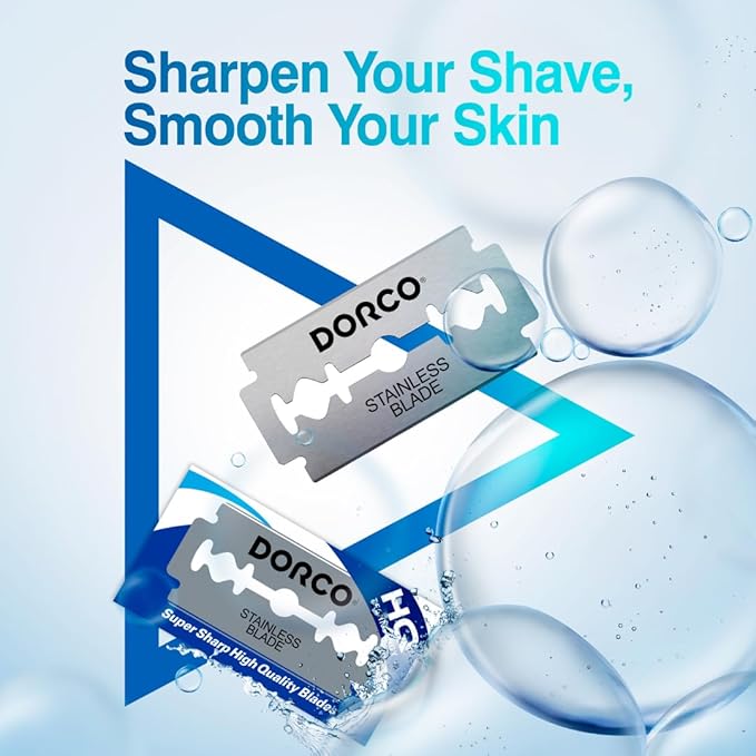 Dorco ST300 Platinum Extra Double Edge Razor Blades 500 Count, Premium Stainless Steel Shaving Blades, Super Sharp for Smooth, Precise Shave, Stocking Stuffers