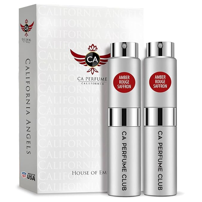 CA Perfume Amber Rouge Saffron For Women, Men Refillable Atomizer Spray 0.27 Fl Oz (Pack of 2)