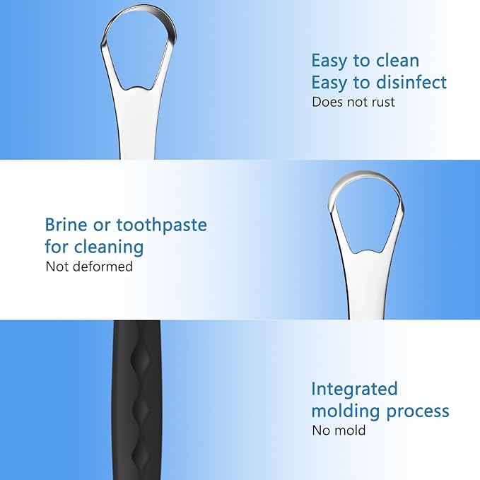 4 Pcs Tongue Scraper Cleaner Adults and Kids Stainless Steel Tongue Brush Metal Scraper Reduce Bad Breath with Travel Cases for Men Women Oral Mouth(Green, Blue, Black and Purple)