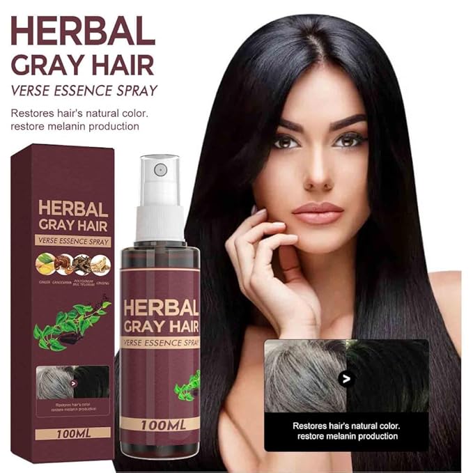 2PCS Hair Darkening Spray Anti White Hair Herbal Serum Blacken Hair Reduce Gray Scalp Nourish Glitter Scalp Spray