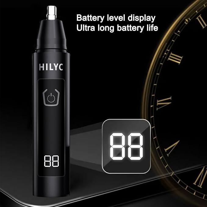 Professional Nose Hair Trimmer, LED Display, USB Rechargeable, Waterproof Double-Edge Blade for Men, Women, IPX7 Rated (Flat)