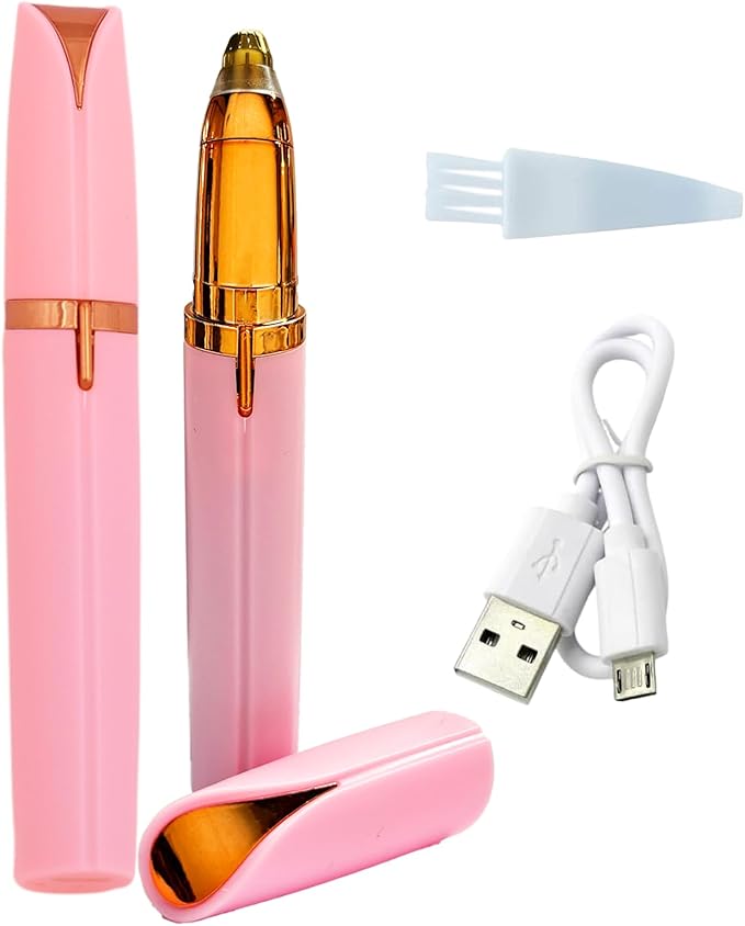 2 Pack USB Rechargeable Portable Electric Eyebrow Trimmer Pen for Women,Painless Precision Eyebrow Hair Remover, Safe Eyebrow Shaver Razor Tool for face Leg Lip Armpit Hand(Pink)