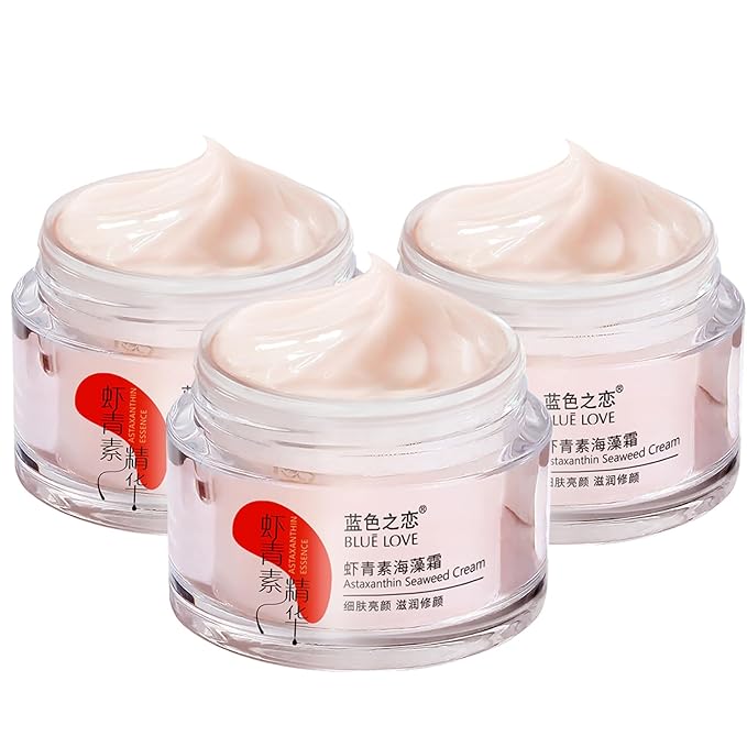BLUE LOVE 3PC Astaxanthin Seaweed Face Cream for Men & Woman, Anti-Aging Hydration Facial Moisturizer Skincare for All Skin Types