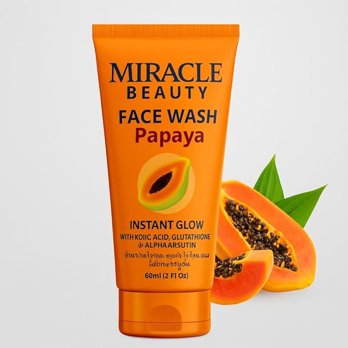 Miracle Beauty Papaya Daily Routine Dark Spots, Pigmentation & Hyperpigmentation, Blackheads, Acne & pimple Glow Clean, Brightening & Lightening Face Wash travel size & Cleanser For Women & Men