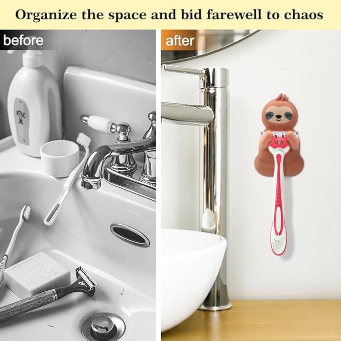 Sloth Shower Razor Holder, Cute Sloth Bathroom Decor, Cute Animal Razor Holder Gifts for Men Women Husband Wife, Couple Gifts for Boyfriend Girlfriend, Women Razor Bathroom Storage Gifts