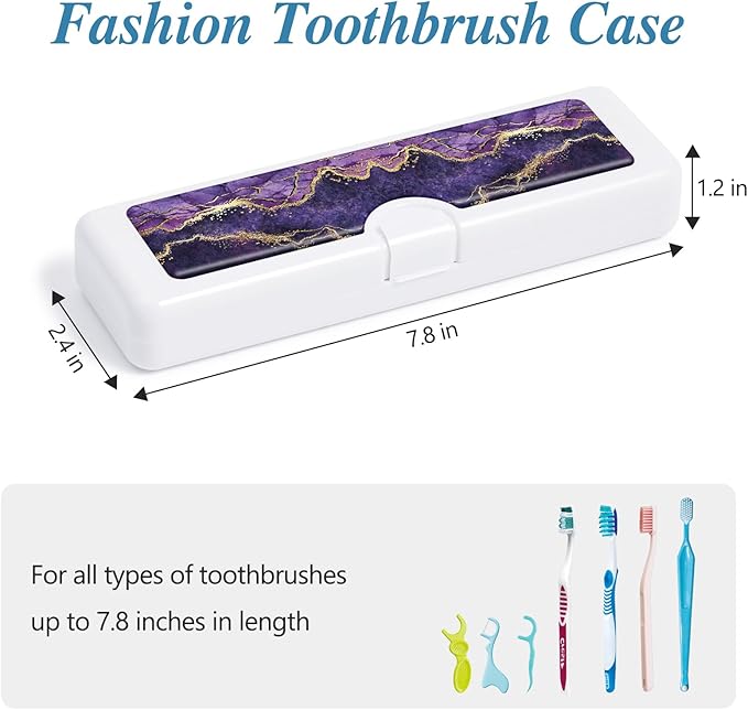 Toothbrush Travel Case - Colorful Pattern, Holder and Covers for Toothbrushes, Includes Tongue Scraper Case