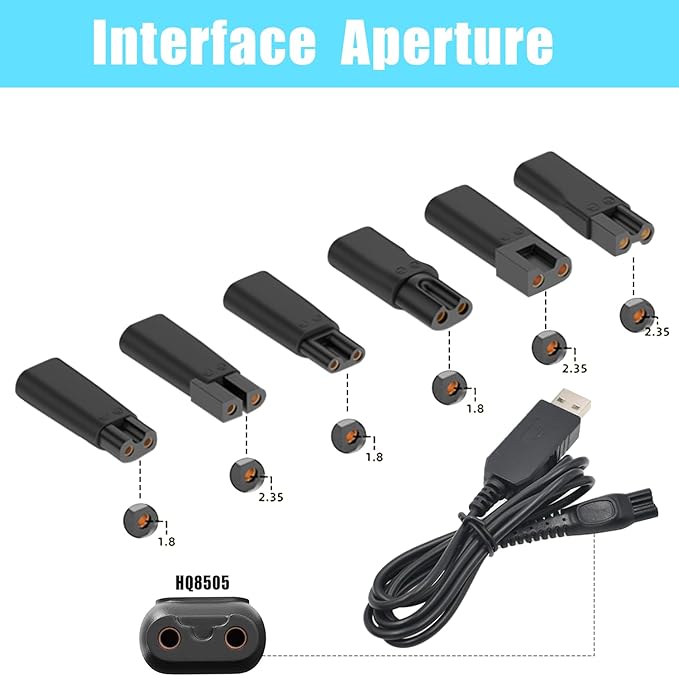 9PCS Type-C Power Cord Replacement Charger USB Adapter Compatible with a variety of Electric Hair Clippers, Beard trimmers, Shavers, Beauty Instruments, Desk Lamps,Purifiers, HQ8505 Charging Cable