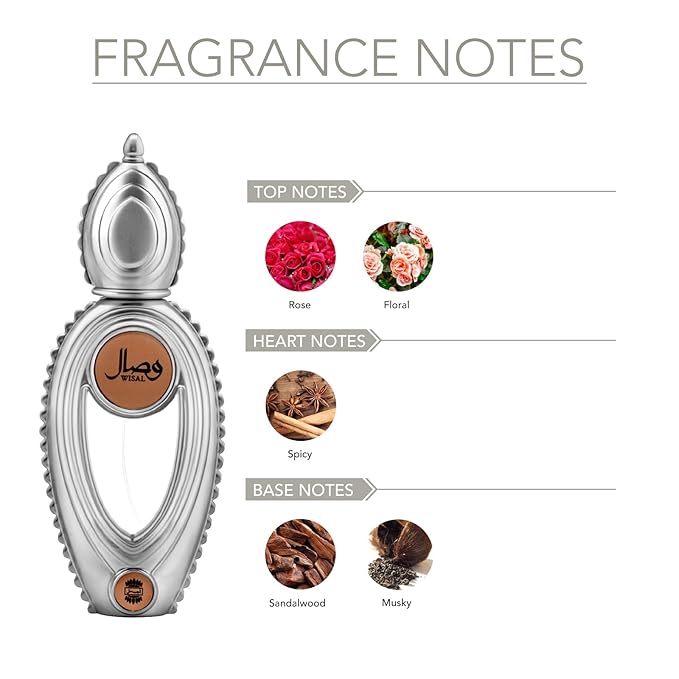 Ajmal Wisal Eau de Parfum for Women – 1.7 oz | Long Lasting Arabic Perfume | Fruity, Spicy, Woody Scent | Elegant Everyday Fragrance | Made in Dubai | Middle Eastern Luxury Perfume